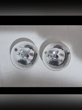 Ochoku Guinami Vintage Sake Cups For Sipping Crane & Pine